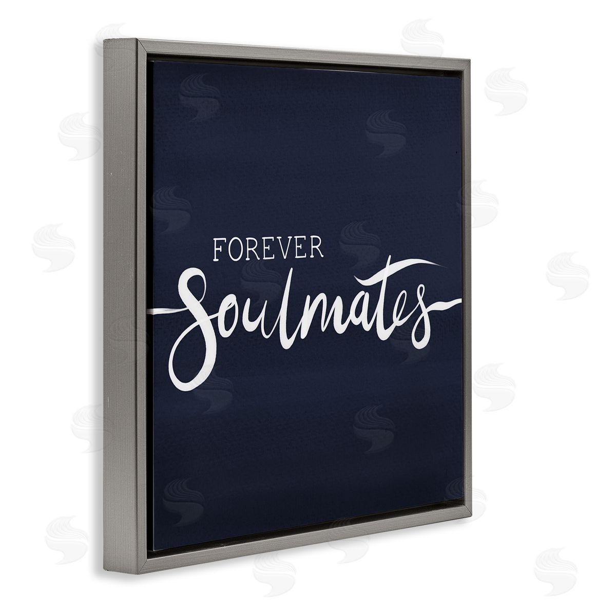 Jo Taylor Forever Soulmates Love Phrase Blue Gradient Background Gray Floating Frame Canvas Wall Art Print