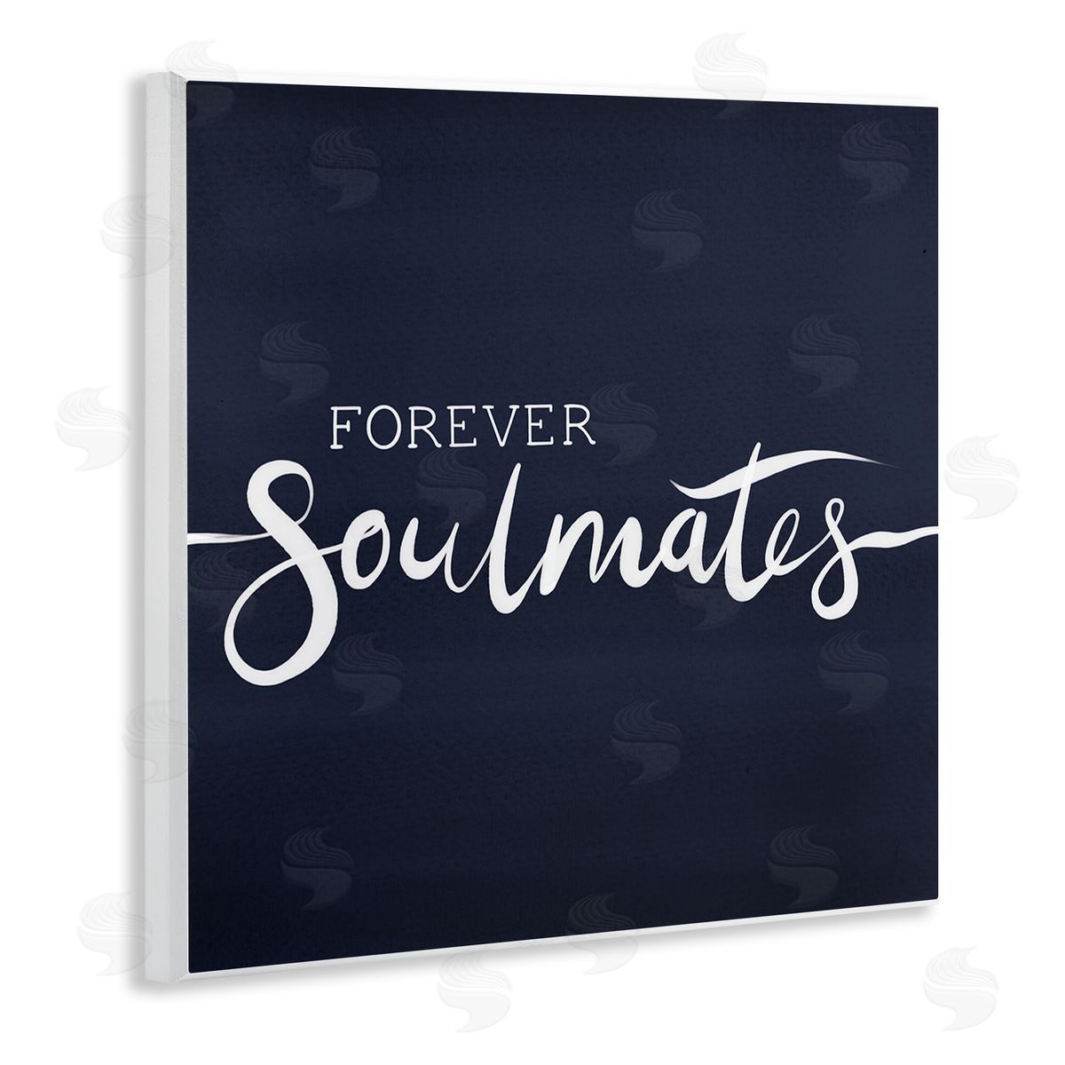 Jo Taylor Forever Soulmates Love Phrase Blue Gradient Background Wooden Wall Plaque Art Print