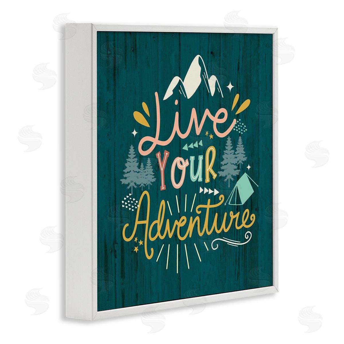 Louise Allen Designs Live Your Adventure Ornamented Outdoor Nature Rustic Background White Framed Glicee Wall Art Print