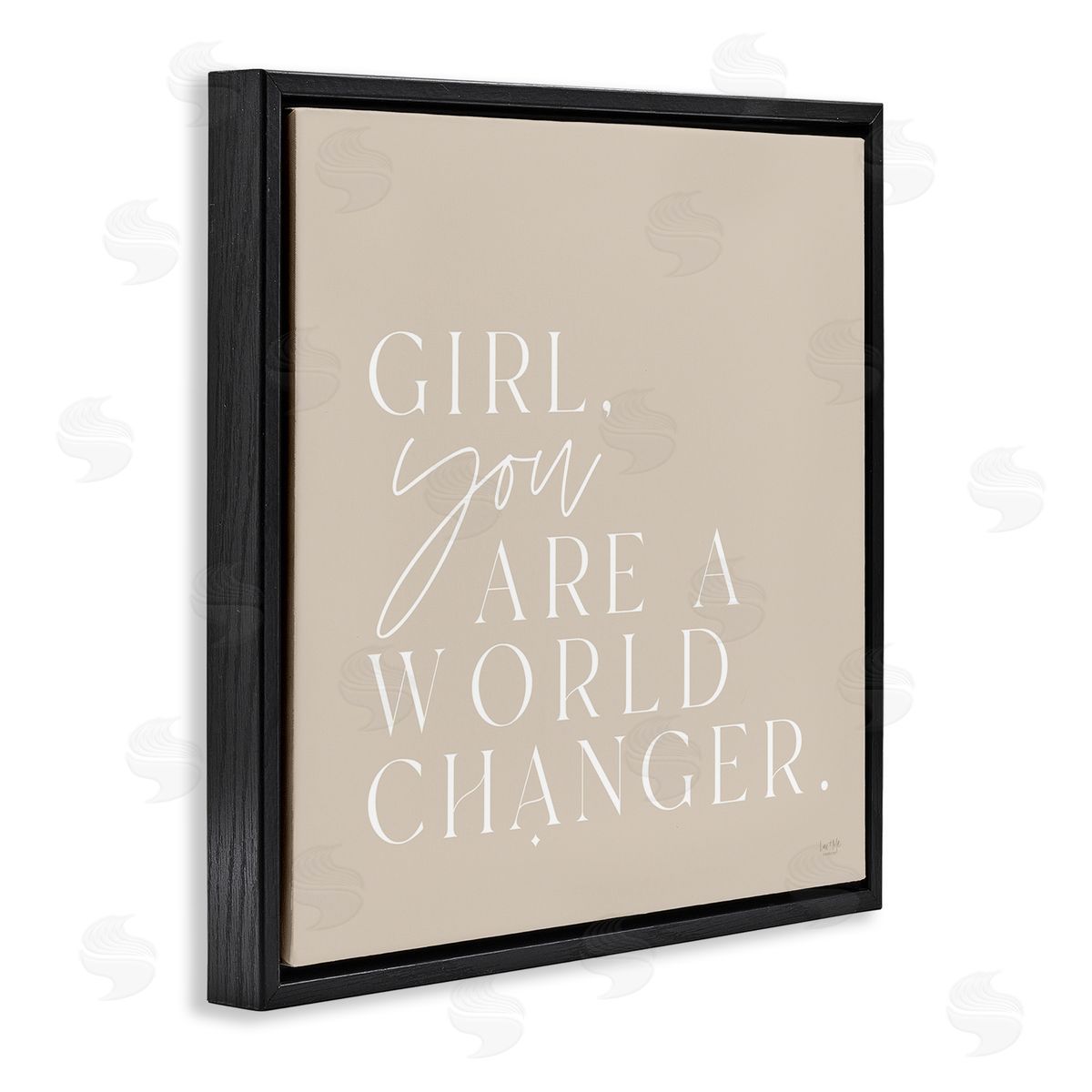 Lux + Me Designs Girl You Are A World Changer Neutral Simplistic Background  Black Floating Frame Canvas Wall Art Print