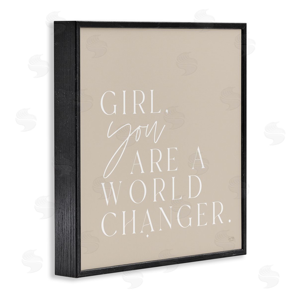Lux + Me Designs Girl You Are A World Changer Neutral Simplistic Background  Black Framed Glicee Wall Art Print
