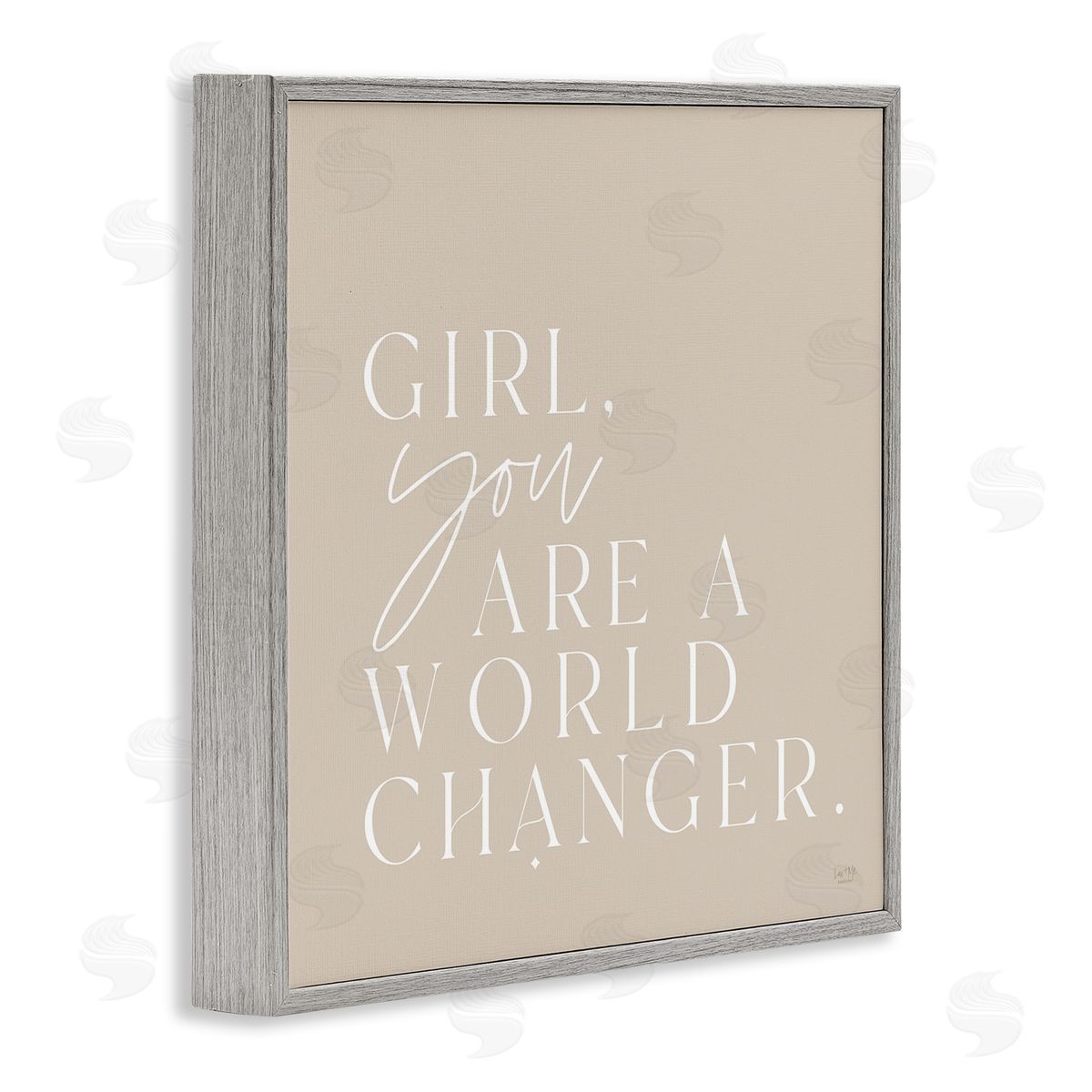 Lux + Me Designs Girl You Are A World Changer Neutral Simplistic Background  Gray Framed Glicee Wall Art Print