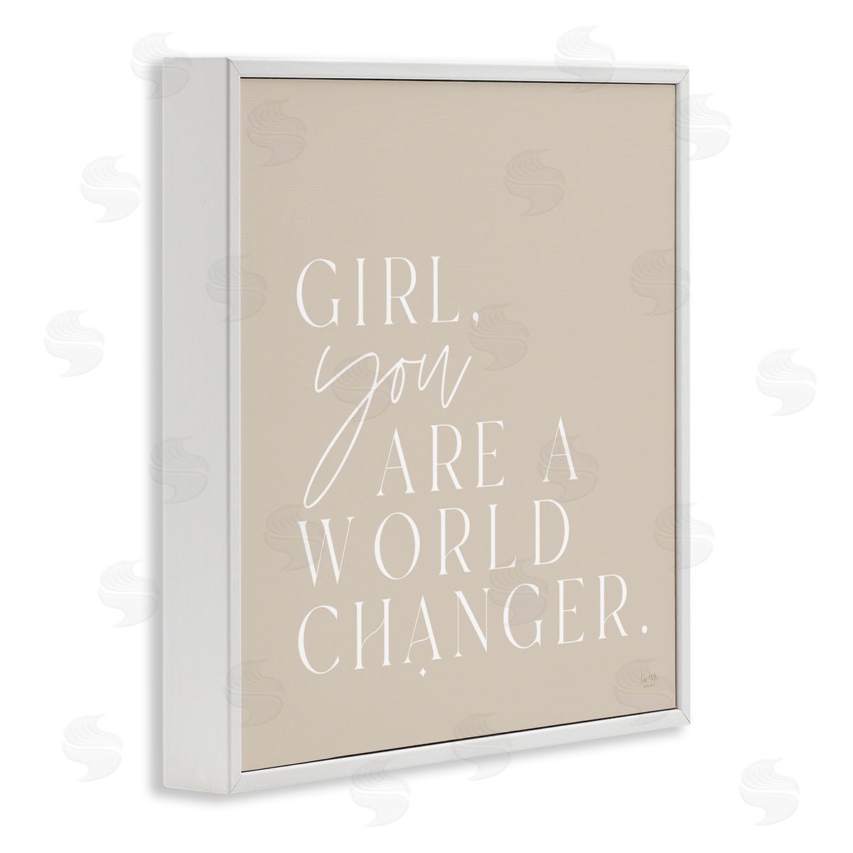 Lux + Me Designs Girl You Are A World Changer Neutral Simplistic Background  White Framed Glicee Wall Art Print