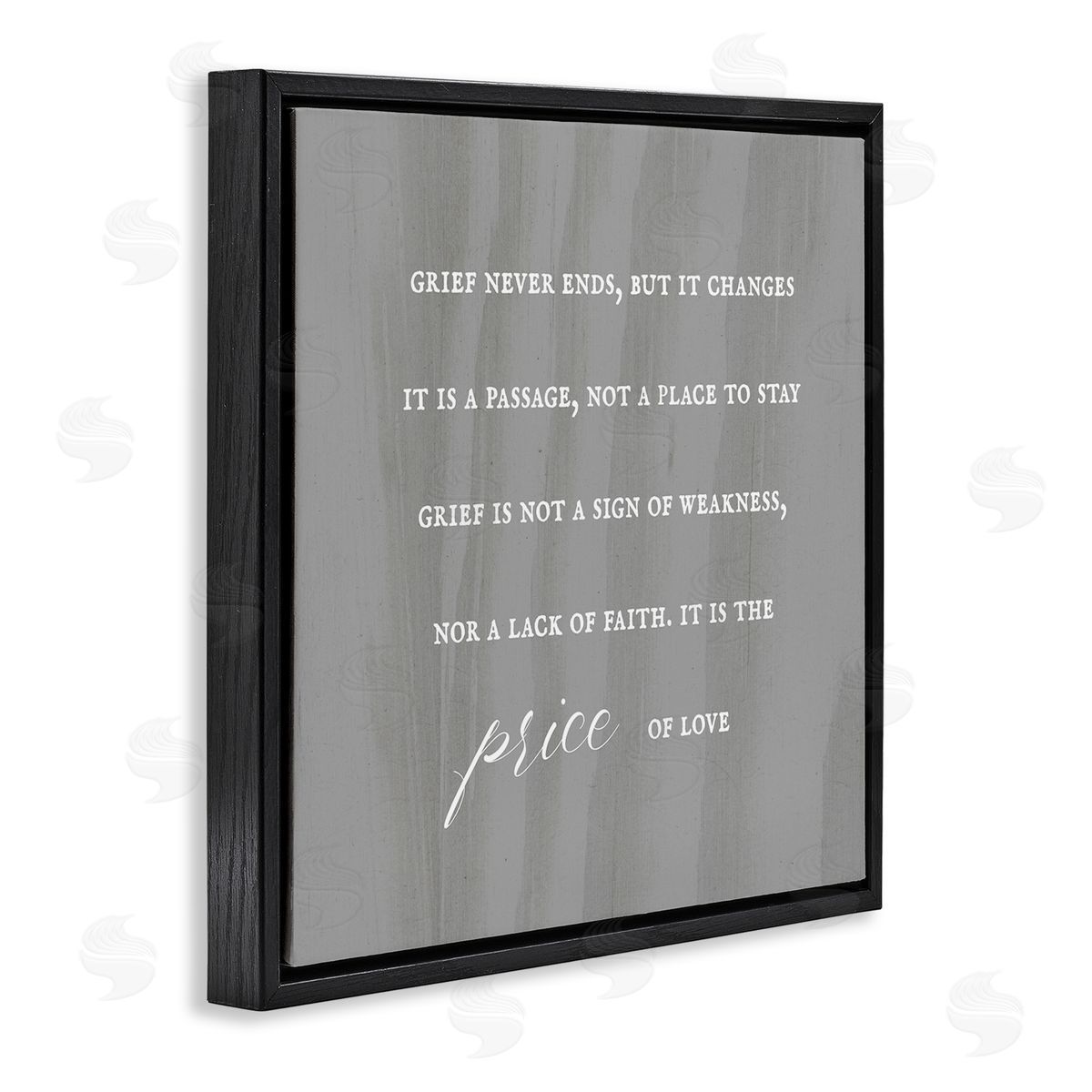 Stupell Studio Grief Is Strength Mourning Phrase Grey Patterned Background Black Floating Frame Canvas Wall Art Print