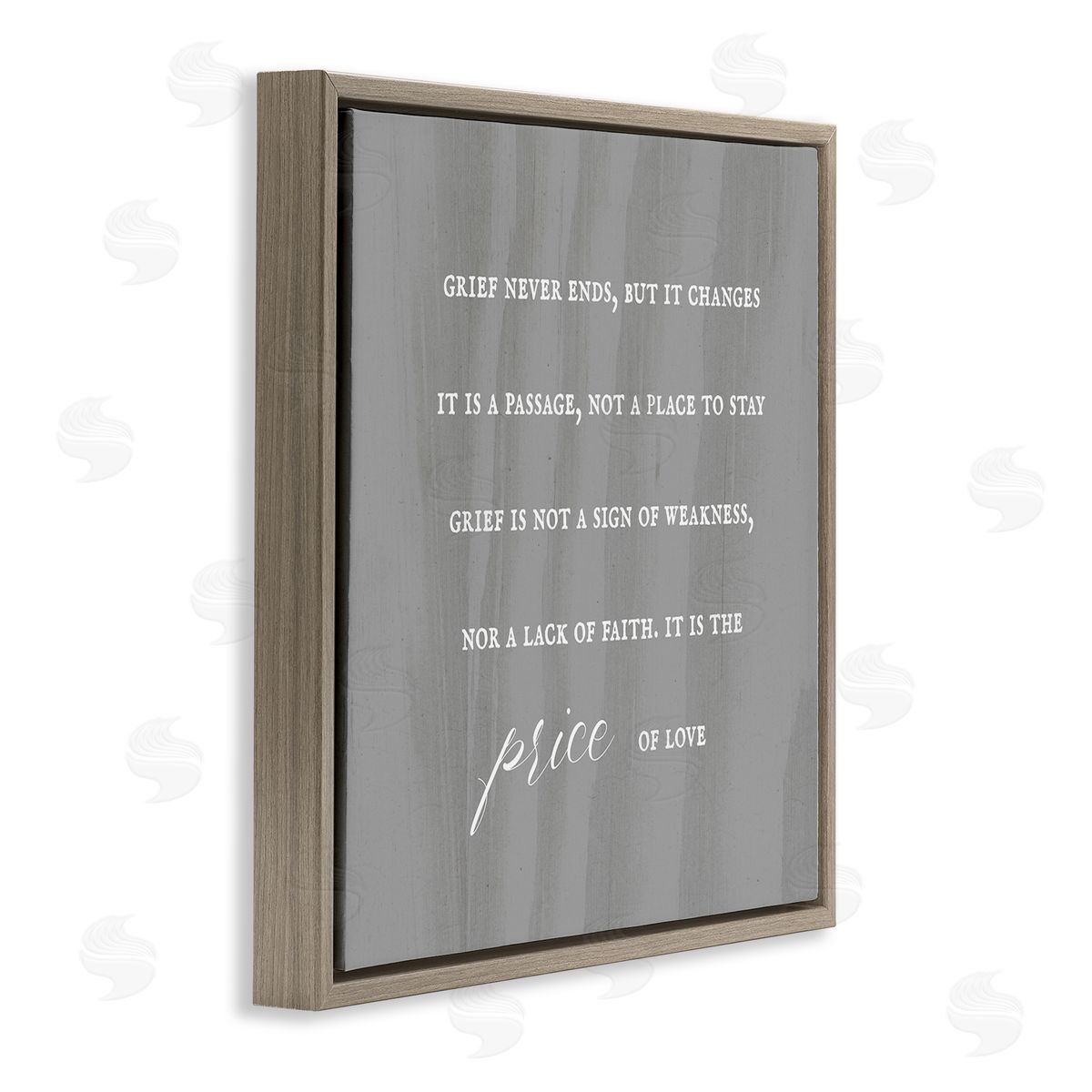 Stupell Studio Grief Is Strength Mourning Phrase Grey Patterned Background Brown Floating Frame Canvas Wall Art Print