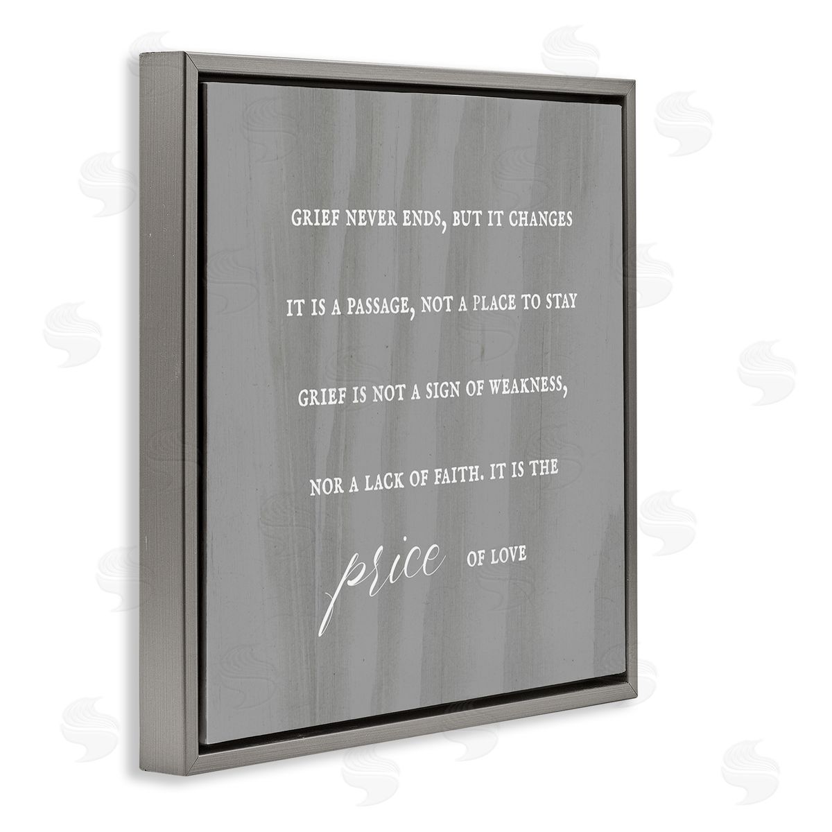 Stupell Studio Grief Is Strength Mourning Phrase Grey Patterned Background Gray Floating Frame Canvas Wall Art Print