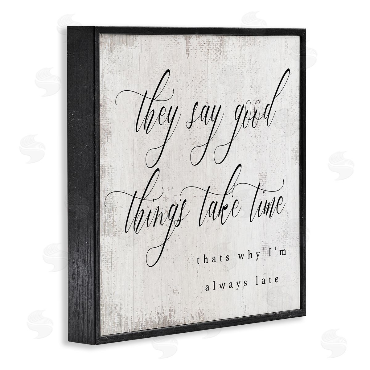 Stupell Studio Good Things Take Time Amusing Lateness Excuse Phrase Black Framed Glicee Wall Art Print