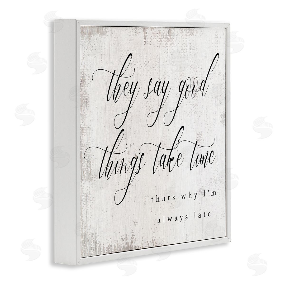 Stupell Studio Good Things Take Time Amusing Lateness Excuse Phrase White Framed Glicee Wall Art Print