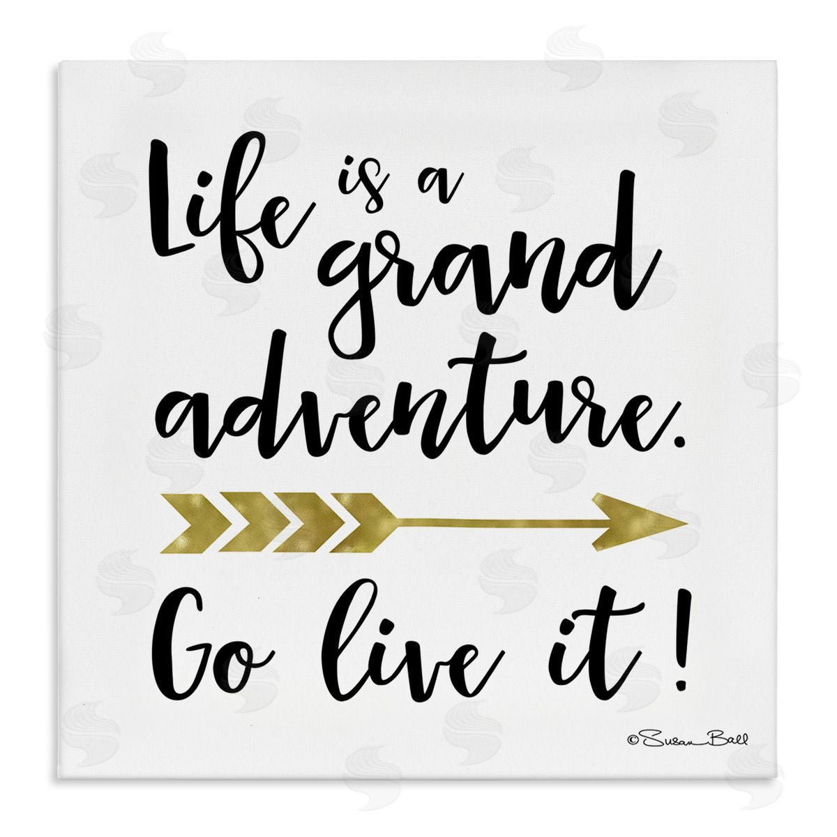 Susan Ball Life is a Grand Adventure Boho Inspirational Sign Stretched Canvas Wall Art Print