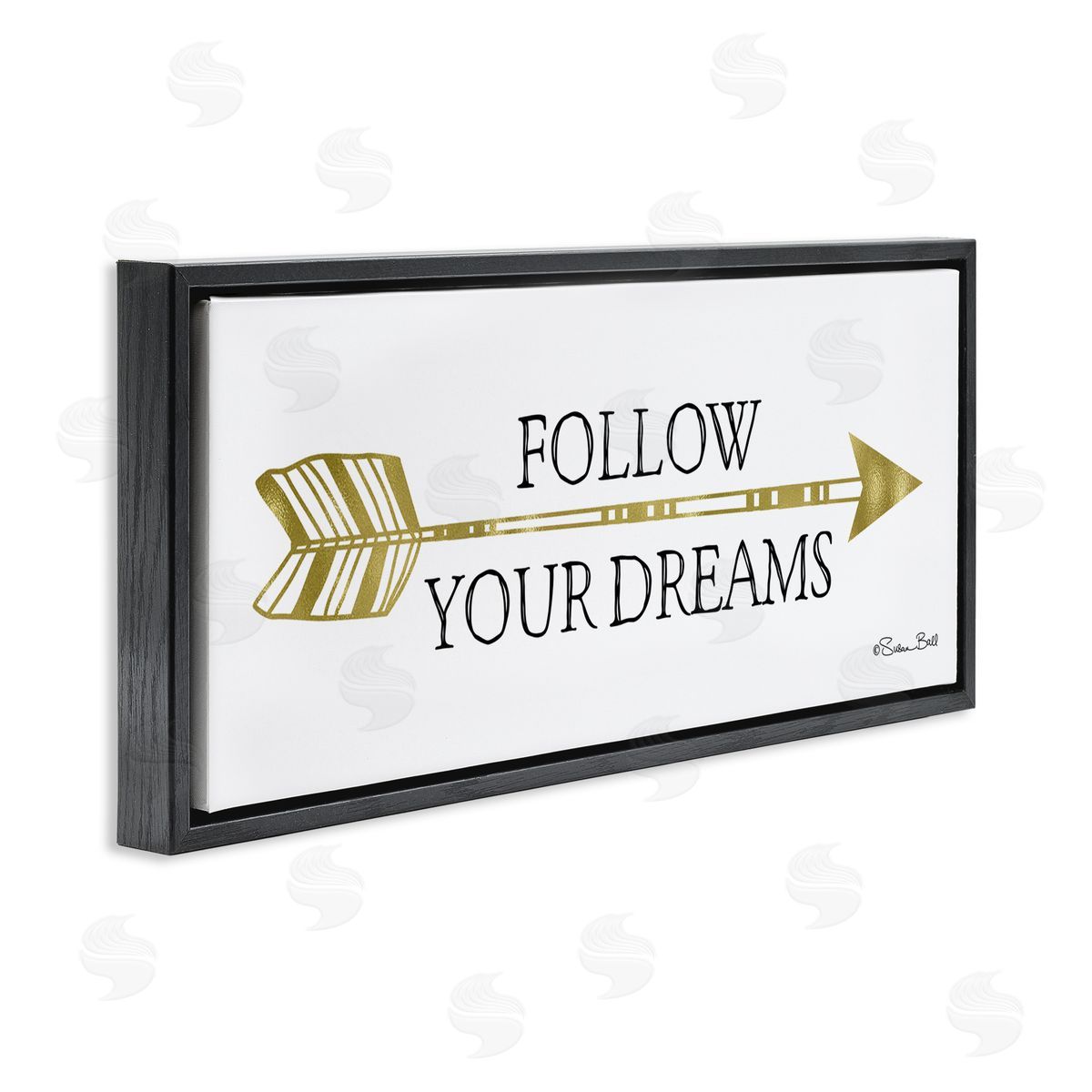 Follow Your Dreams with Arrow Black Floating Frame Canvas Wall Art, Home Decor by Susan Ball