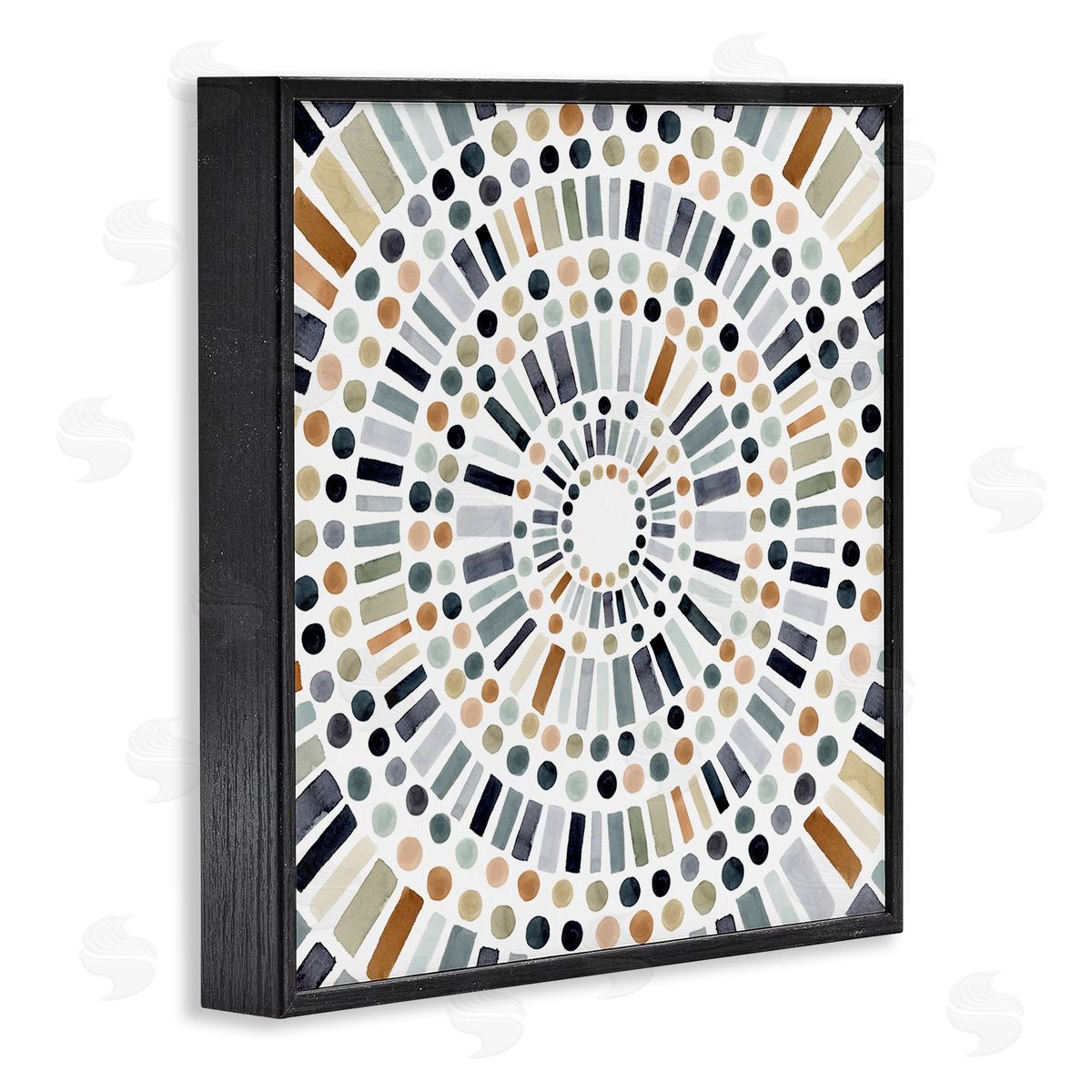 Victoria Barnes Bold Rustic Abstract Mosaic Circle Pattern Illustration  Black Framed Glicee Wall Art Print