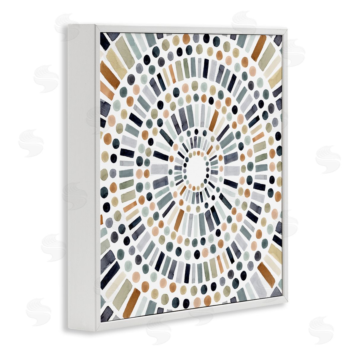 Victoria Barnes Bold Rustic Abstract Mosaic Circle Pattern Illustration  White Framed Glicee Wall Art Print