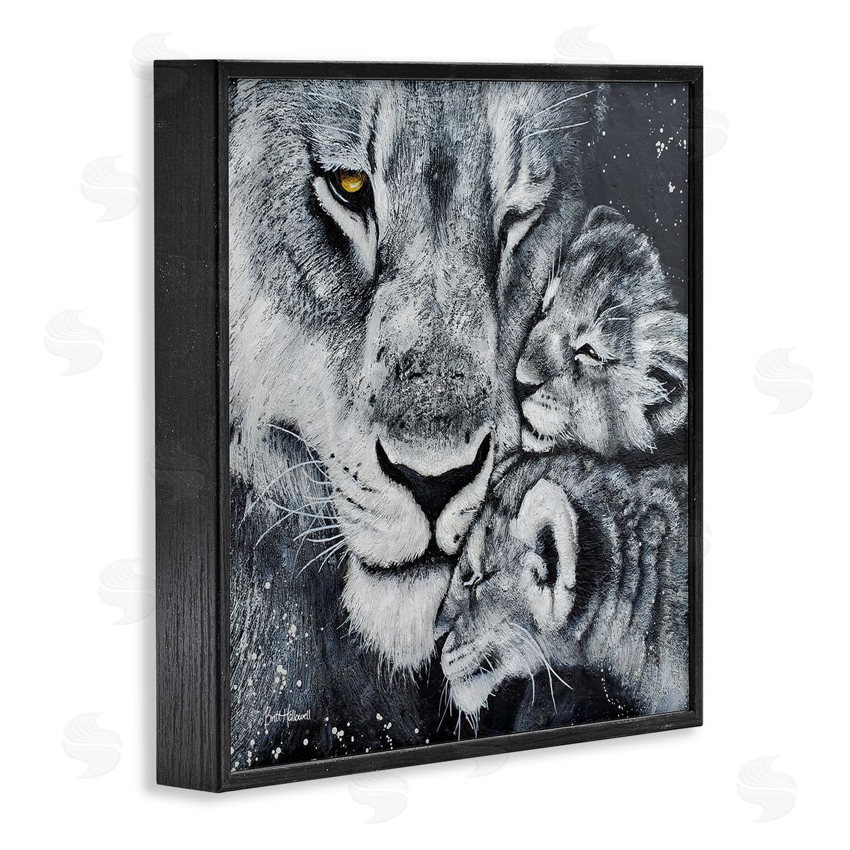 Britt Hallowell Loving Baby Tigers Cuddling Mother Monochrome Portrait  Black Framed Glicee Wall Art Print