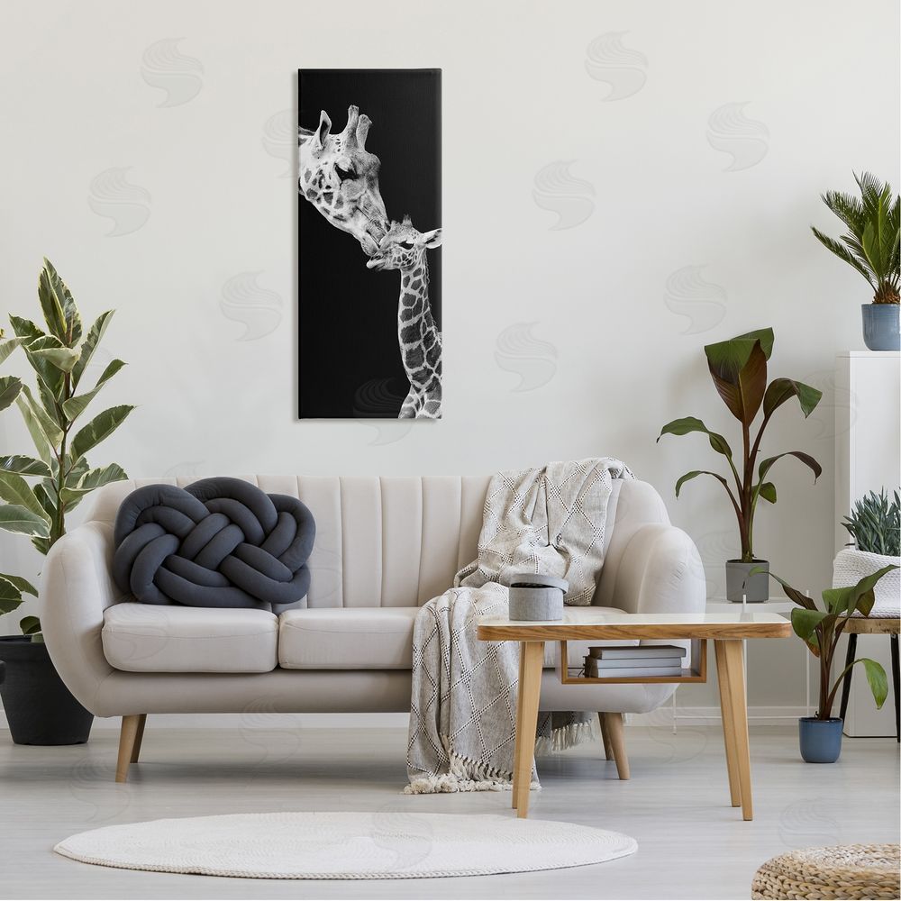 Incado Beautiful Baby Giraffe_side Loving Mother Monochrome Portrait