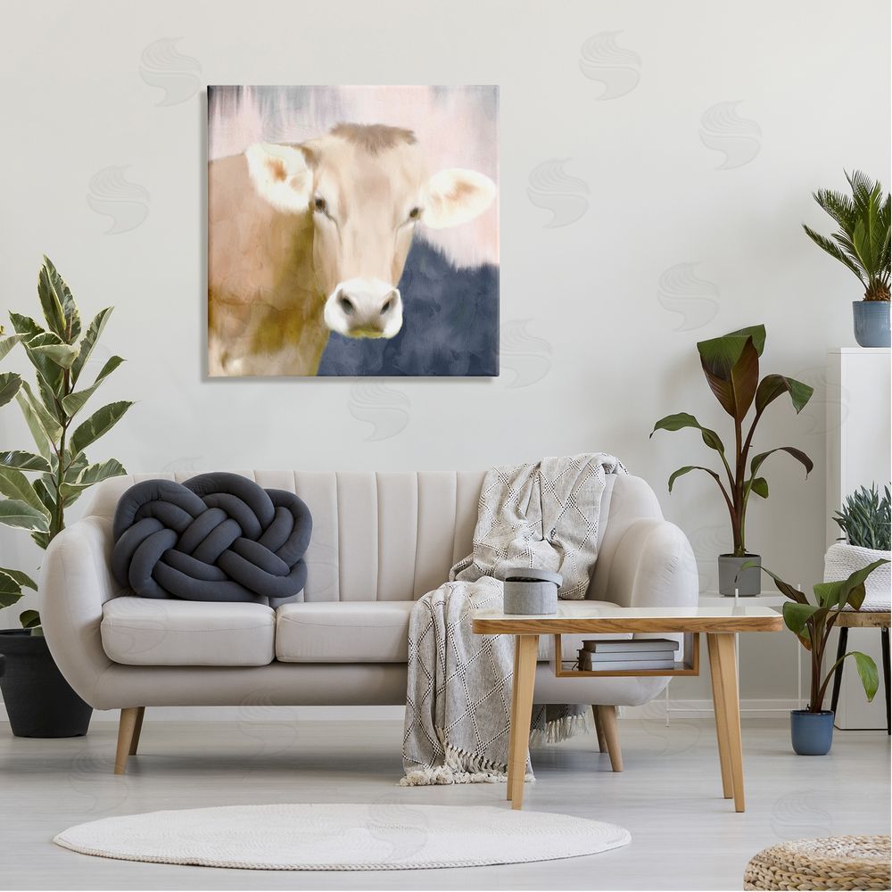 Kim Allen Country Cow Cattle Closeup Painterly Landscape  Canvas Wall Art in Room