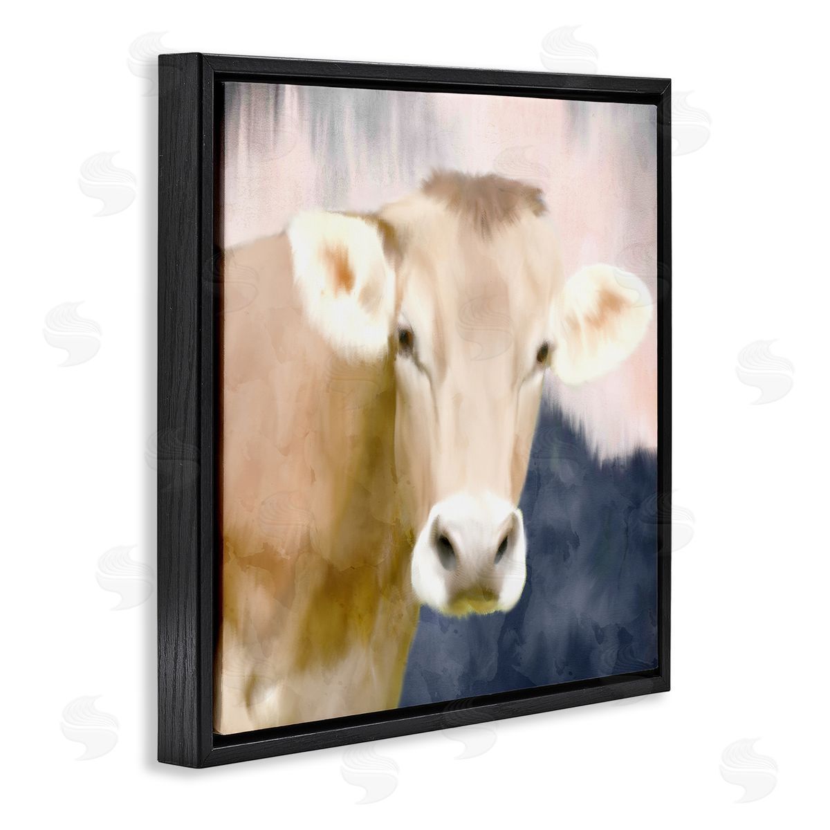Kim Allen Country Cow Cattle Closeup Painterly Landscape  Black Floating Frame Canvas Wall Art Print