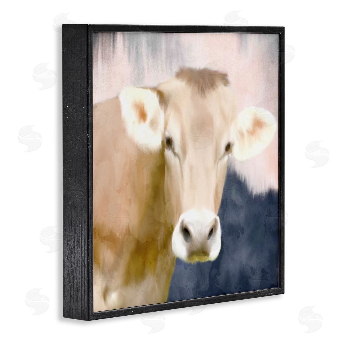 Kim Allen Country Cow Cattle Closeup Painterly Landscape  Black Framed Glicee Wall Art Print