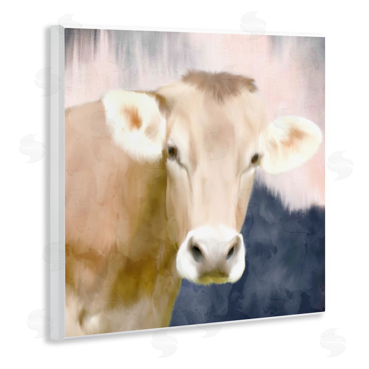 Kim Allen Country Cow Cattle Closeup Painterly Landscape  Wooden Wall Plaque Art Print