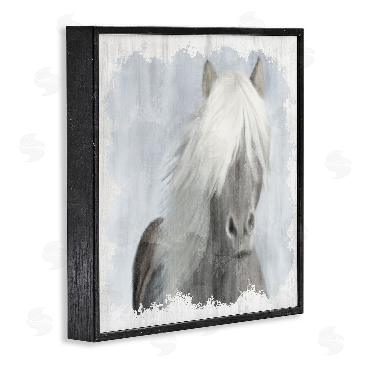 Kim Allen Dreamy White Mane Horse Rustic Farmland Black Framed Glicee Wall Art Print