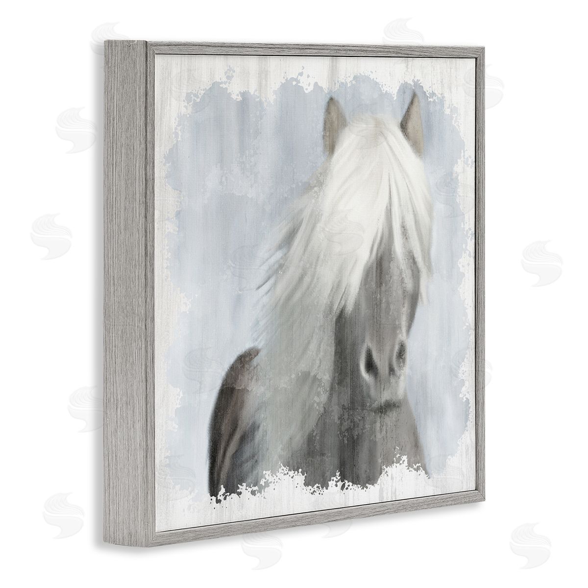 Kim Allen Dreamy White Mane Horse Rustic Farmland Gray Framed Glicee Wall Art Print