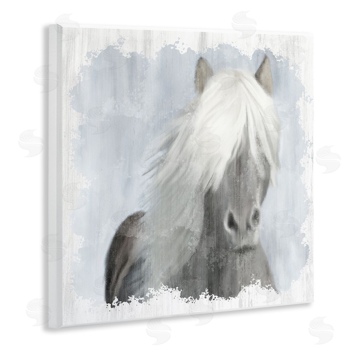 Kim Allen Dreamy White Mane Horse Rustic Farmland Wooden Wall Plaque Art Print
