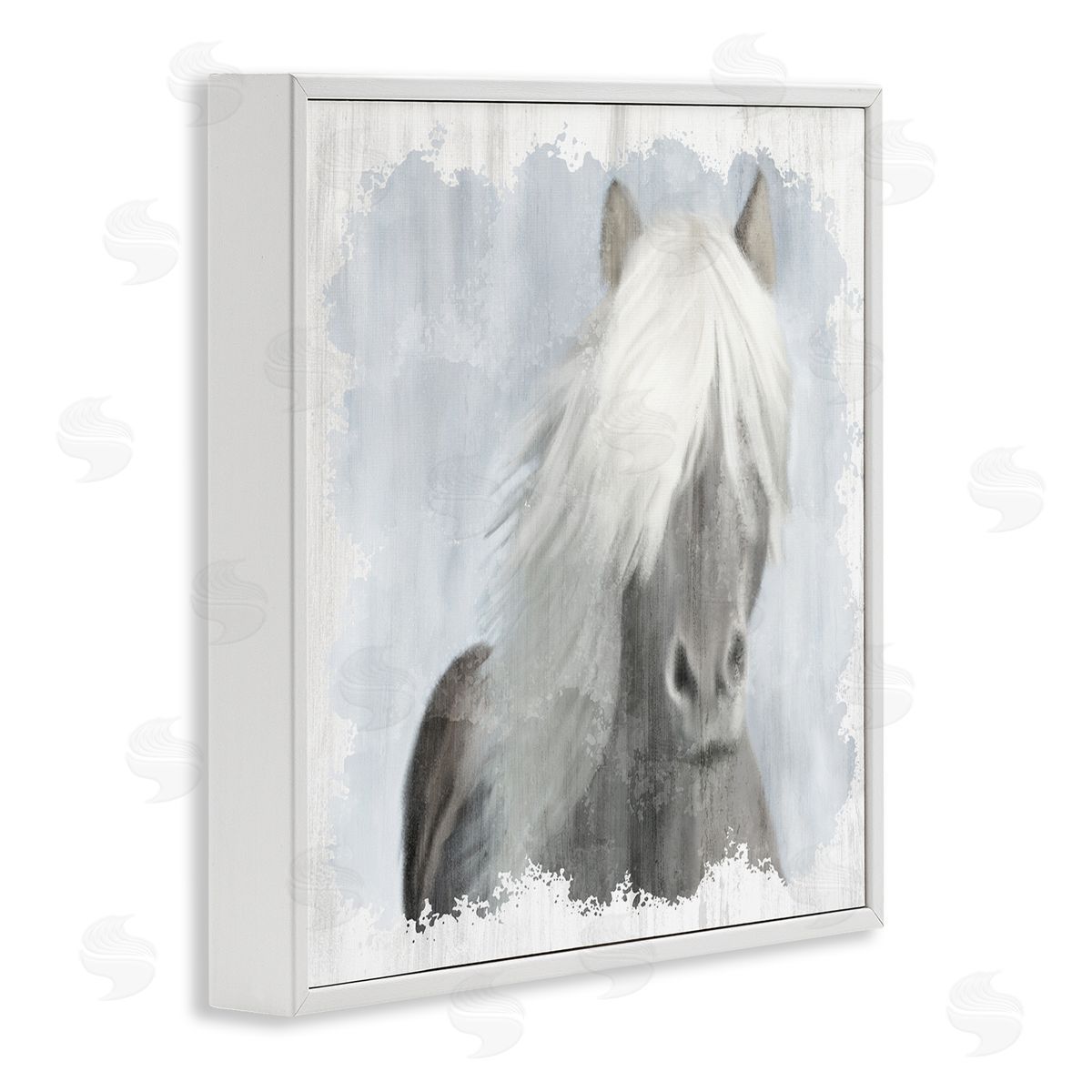 Kim Allen Dreamy White Mane Horse Rustic Farmland White Framed Glicee Wall Art Print