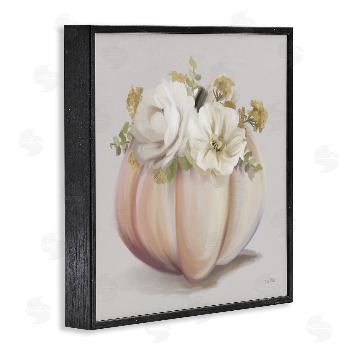 House Fenway Beautiful White Roses Flowers Bouquet Abstract Vase Painting  Black Framed Glicee Wall Art Print