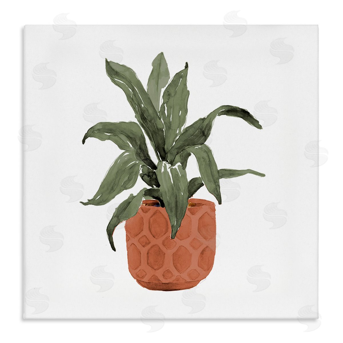 Lanie Loreth Simple House Plant Green Leaves Terracotta Planter Painting  Stretched Canvas Wall Art Print