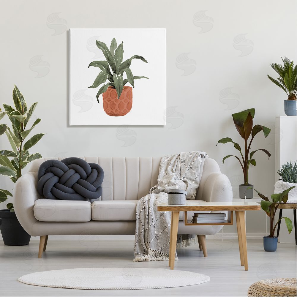 Lanie Loreth Simple House Plant Green Leaves Terracotta Planter Painting  Canvas Wall Art in Room