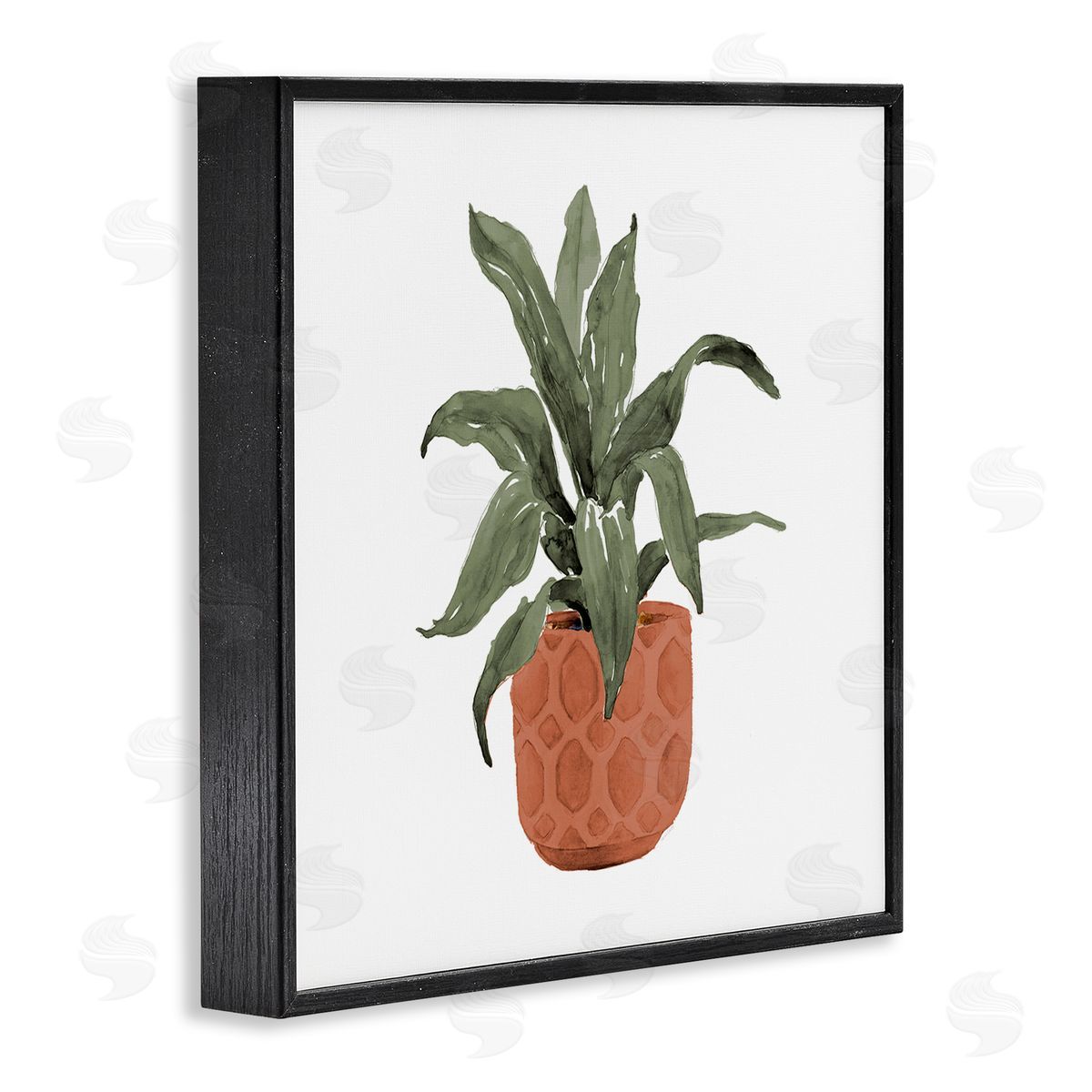 Lanie Loreth Simple House Plant Green Leaves Terracotta Planter Painting  Black Framed Glicee Wall Art Print
