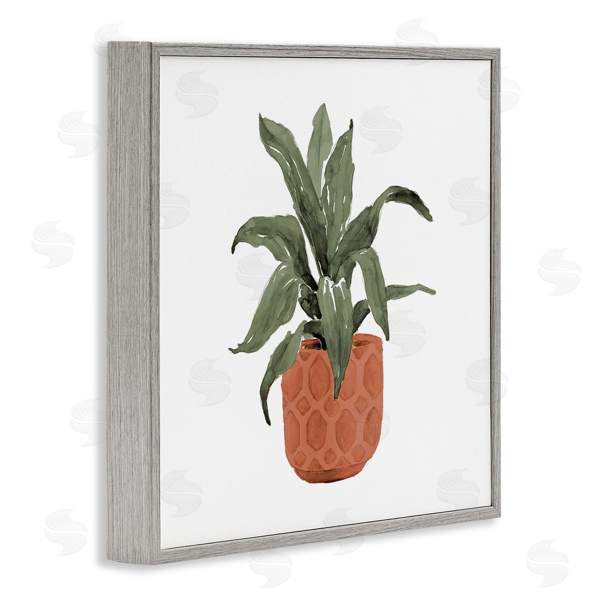 Lanie Loreth Simple House Plant Green Leaves Terracotta Planter Painting  Gray Framed Glicee Wall Art Print