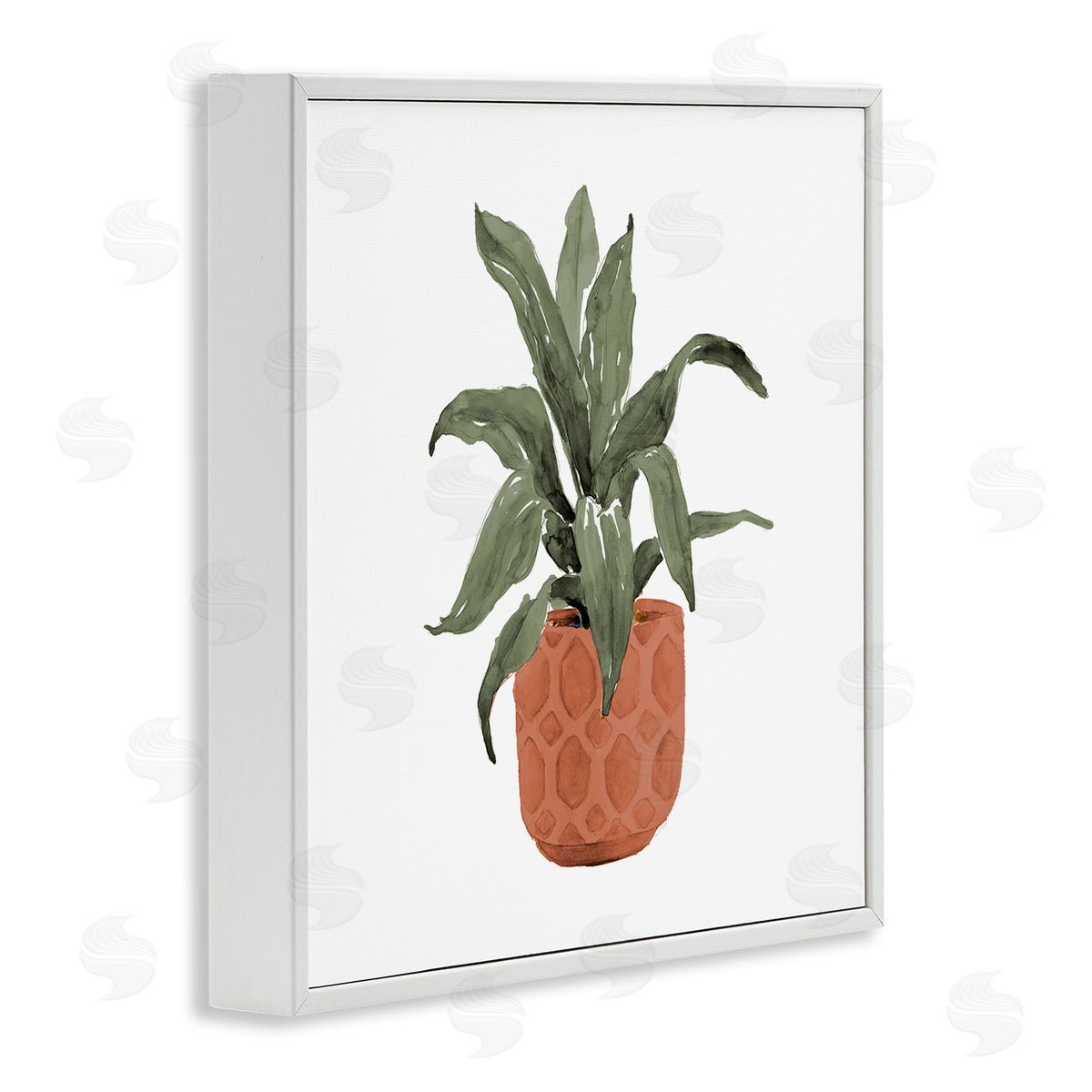 Lanie Loreth Simple House Plant Green Leaves Terracotta Planter Painting  White Framed Glicee Wall Art Print