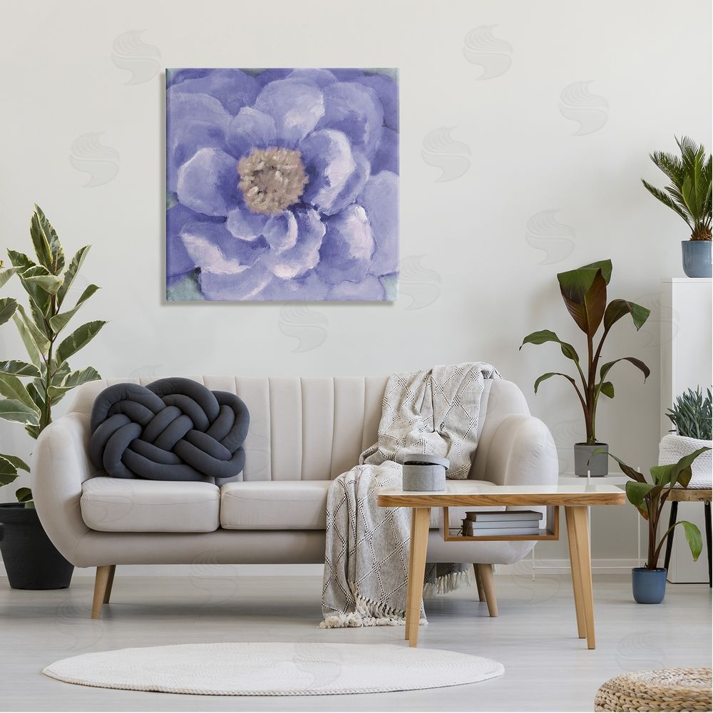 Lanie Loreth Closeup Purple Anemone Flower Blossom Illustration Canvas Wall Art in Room