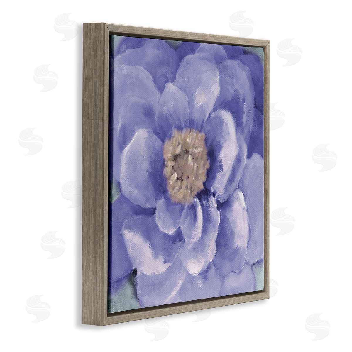 Lanie Loreth Closeup Purple Anemone Flower Blossom Illustration Brown Floating Frame Canvas Wall Art Print