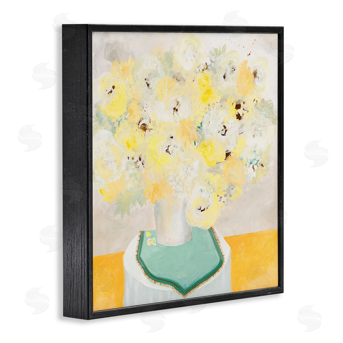 Ruth Fromstein Bright Modern Flower Blossoms Bouquet Collage Painting Black Framed Glicee Wall Art Print