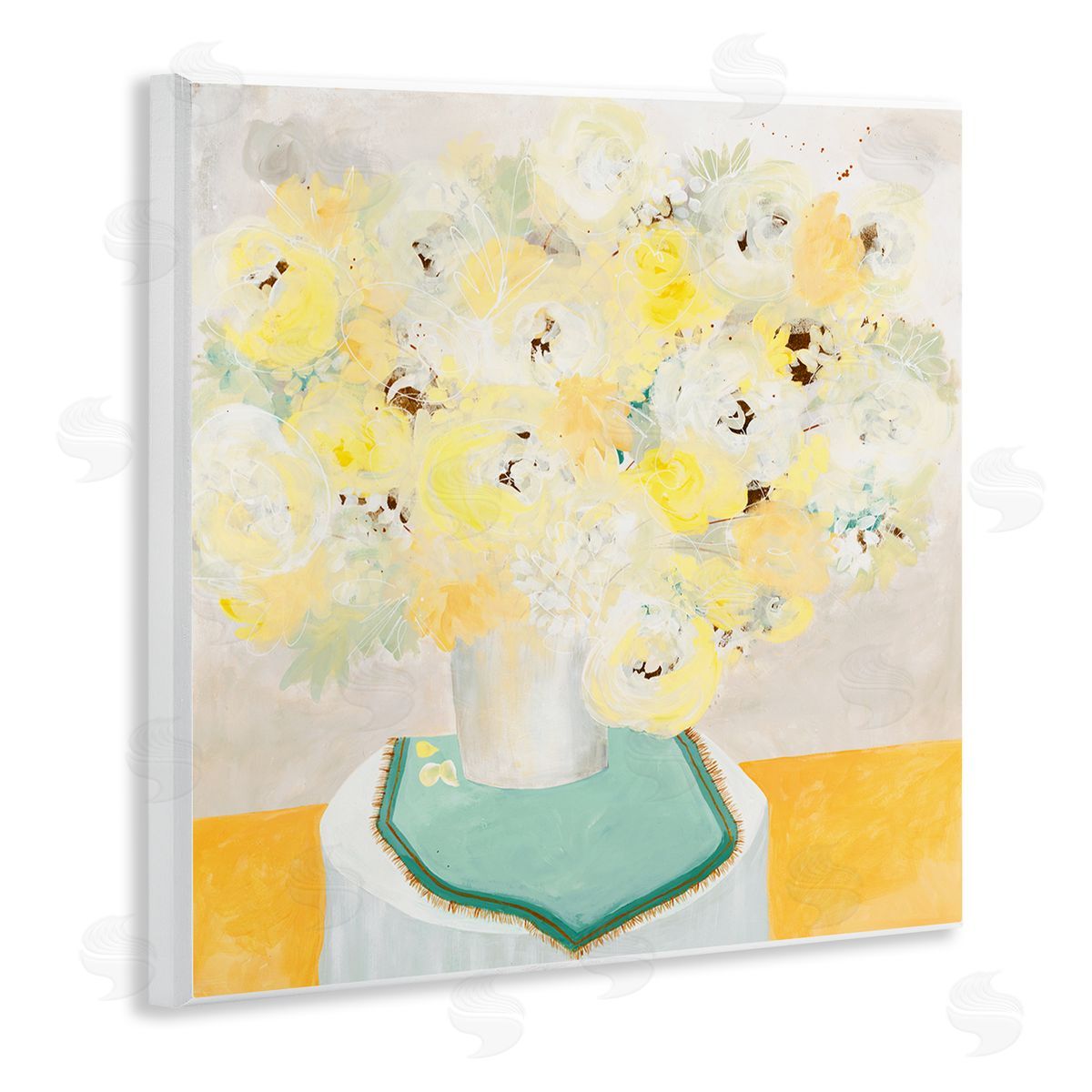 Ruth Fromstein Bright Modern Flower Blossoms Bouquet Collage Painting Wooden Wall Plaque Art Print
