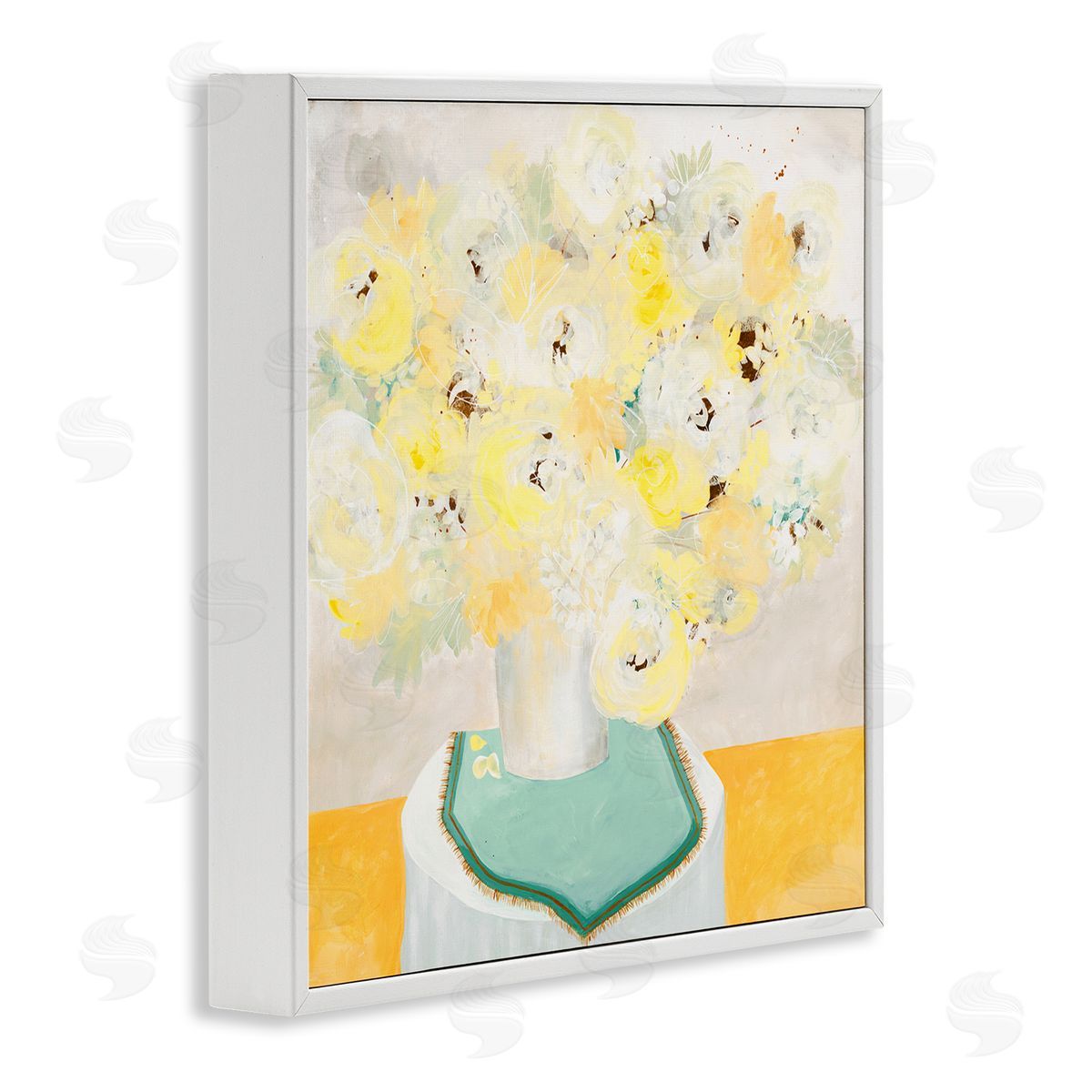 Ruth Fromstein Bright Modern Flower Blossoms Bouquet Collage Painting White Framed Glicee Wall Art Print