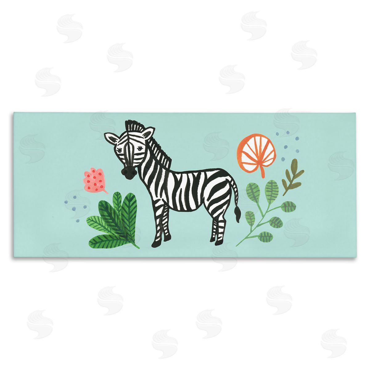 Heather Strianese Whimsical Zebra Botanical Plant Border Design