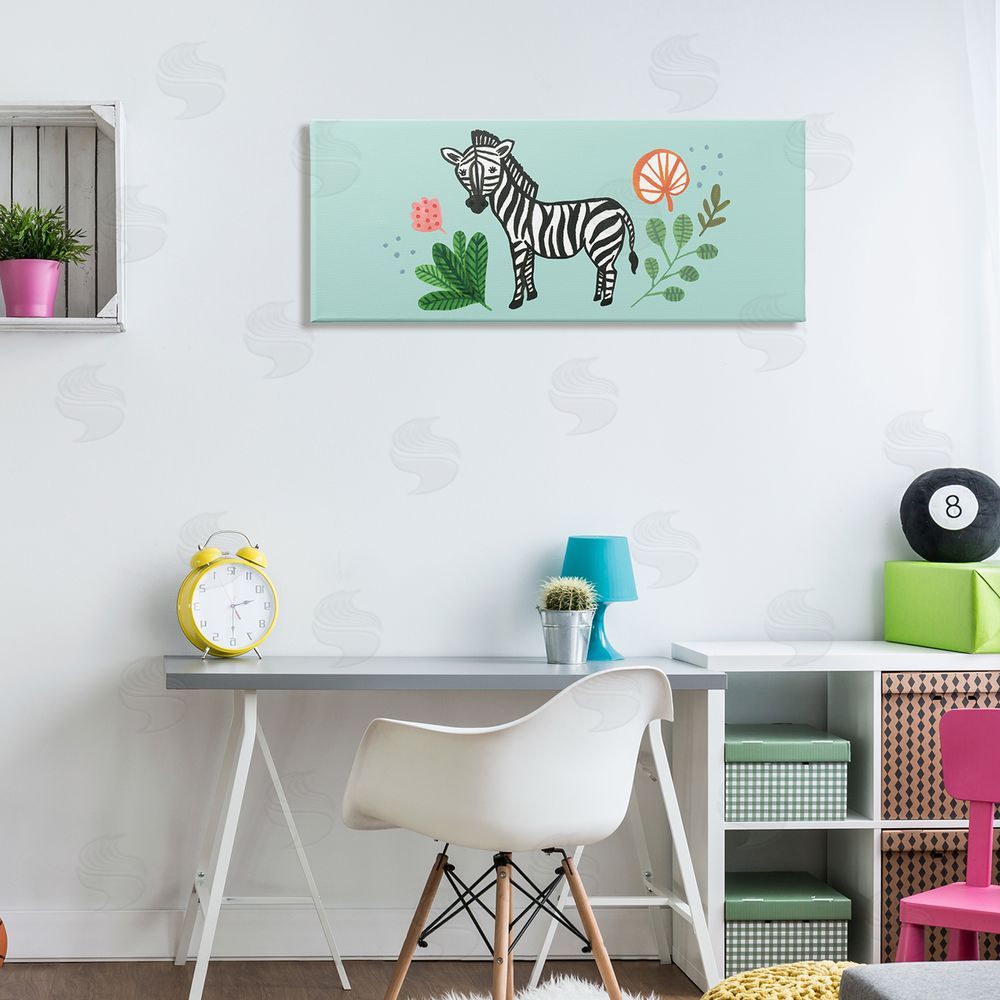 Heather Strianese Whimsical Zebra Botanical Plant Border Design