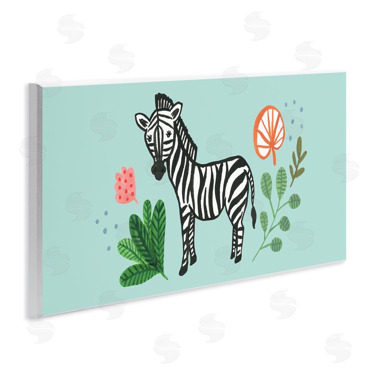 Heather Strianese Whimsical Zebra Botanical Plant Border Design
