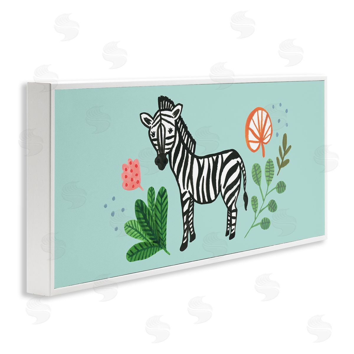 Heather Strianese Whimsical Zebra Botanical Plant Border Design