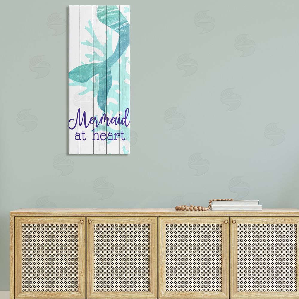 Kim Allen Mermaid At Heart Saying Calligraphy Turquoise Tail