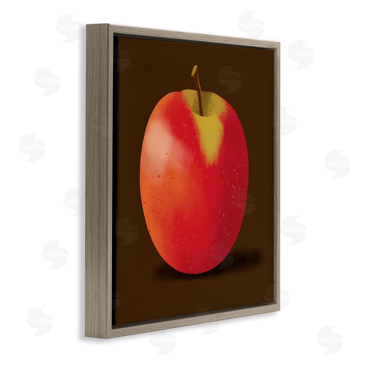 Sally Springer Griffith Lush Red Apple Detailed Portrait Design Brown Floating Frame Canvas Wall Art Print