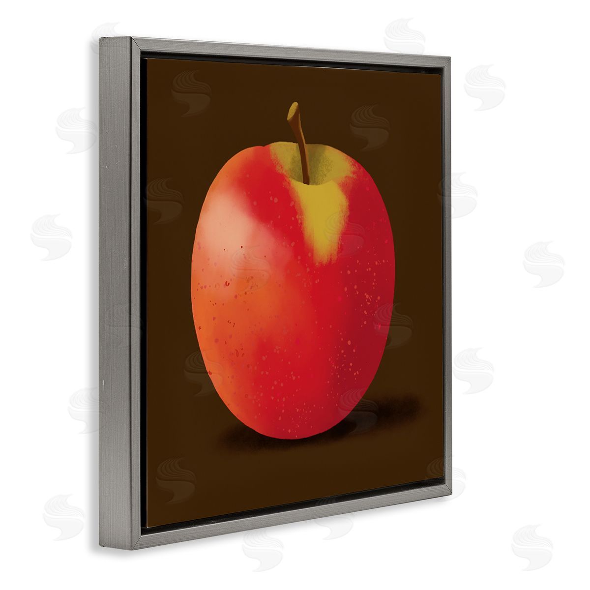 Sally Springer Griffith Lush Red Apple Detailed Portrait Design Gray Floating Frame Canvas Wall Art Print