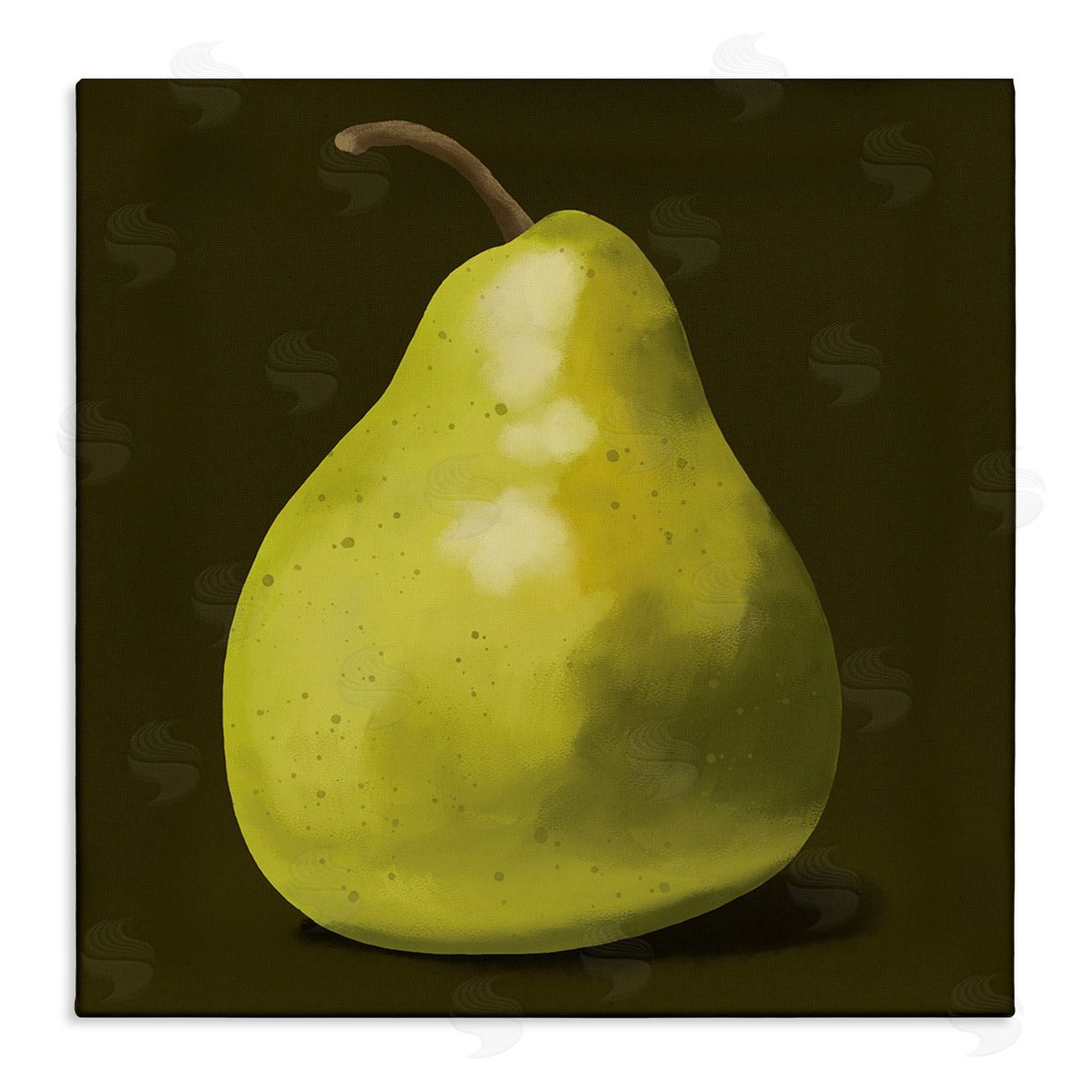 Sally Springer Griffith Detailed Green Pear Painting Fruit Still Life  Stretched Canvas Wall Art Print