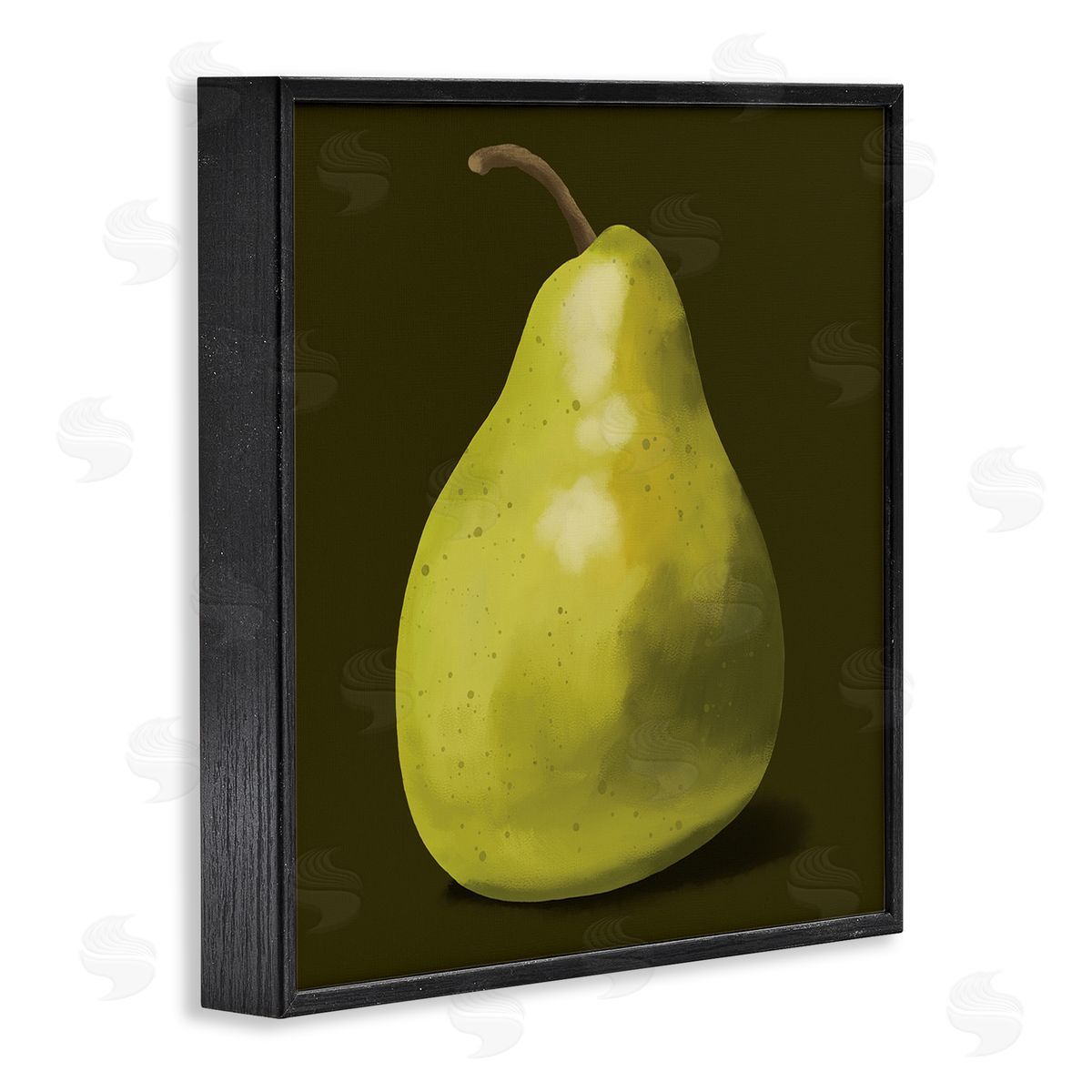 Sally Springer Griffith Detailed Green Pear Painting Fruit Still Life  Black Framed Glicee Wall Art Print