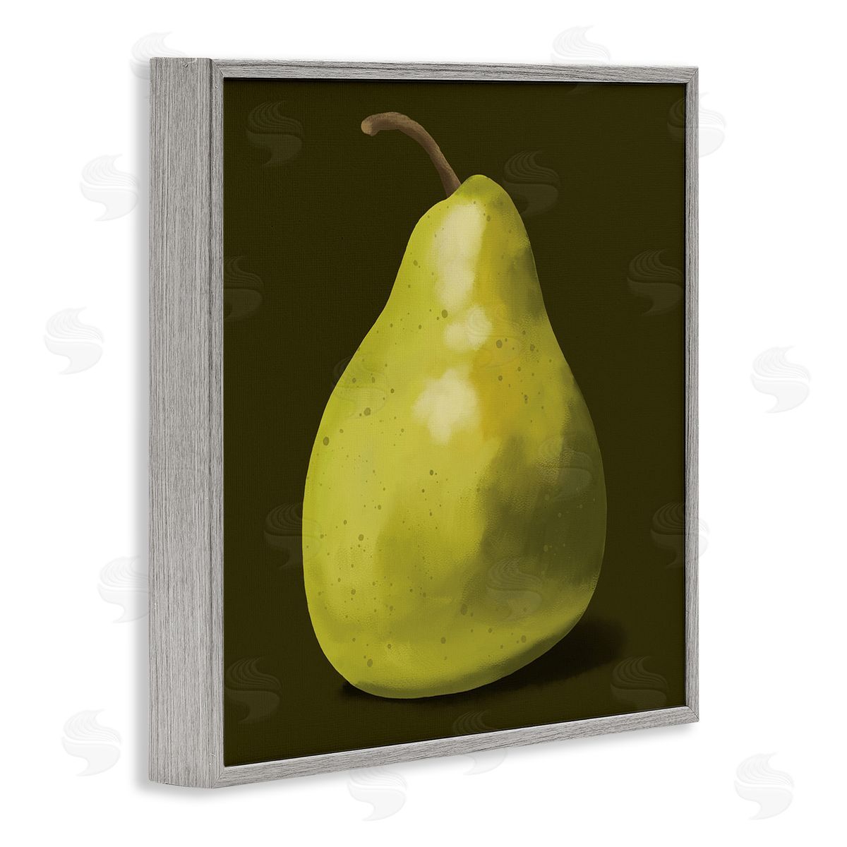 Sally Springer Griffith Detailed Green Pear Painting Fruit Still Life  Gray Framed Glicee Wall Art Print