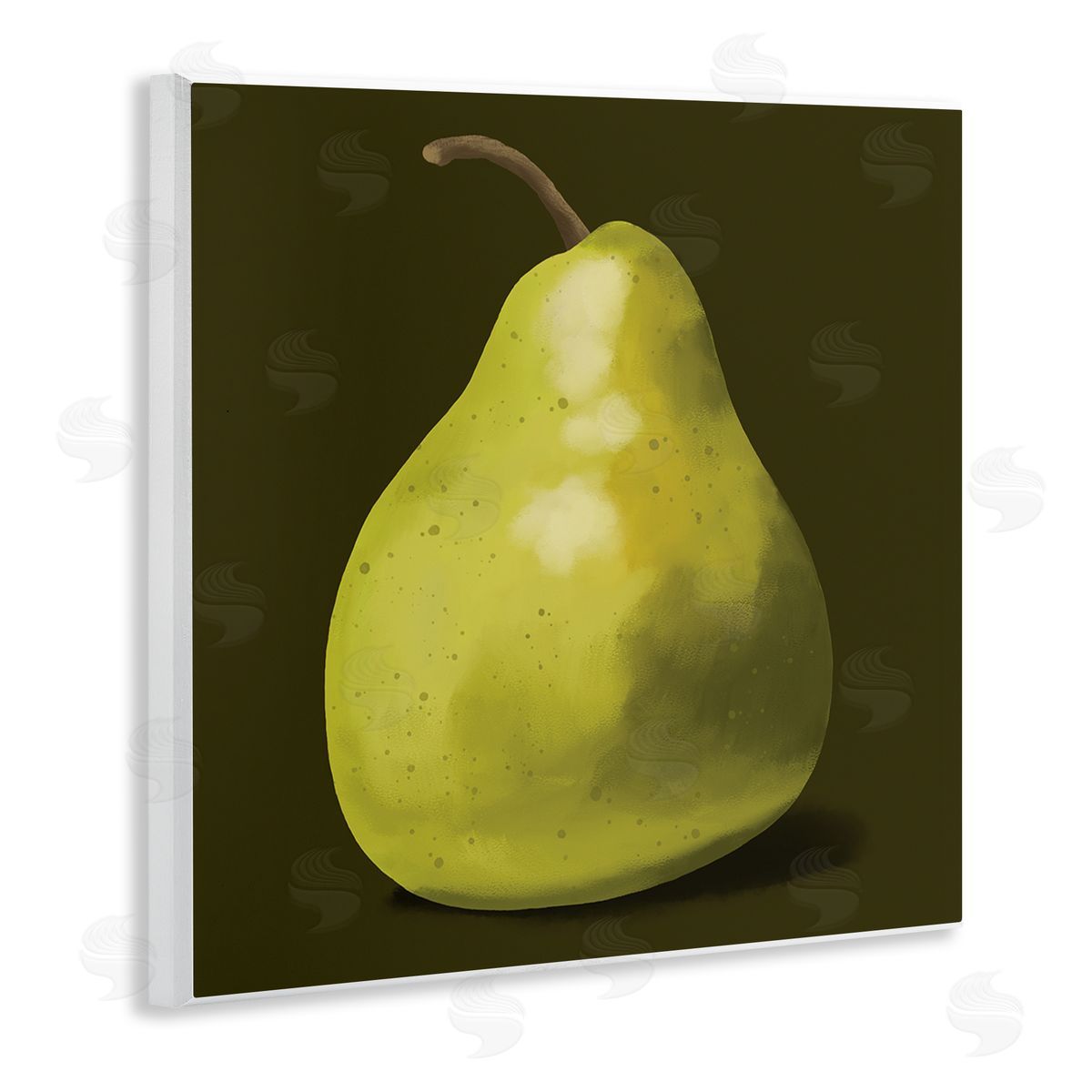 Sally Springer Griffith Detailed Green Pear Painting Fruit Still Life  Wooden Wall Plaque Art Print
