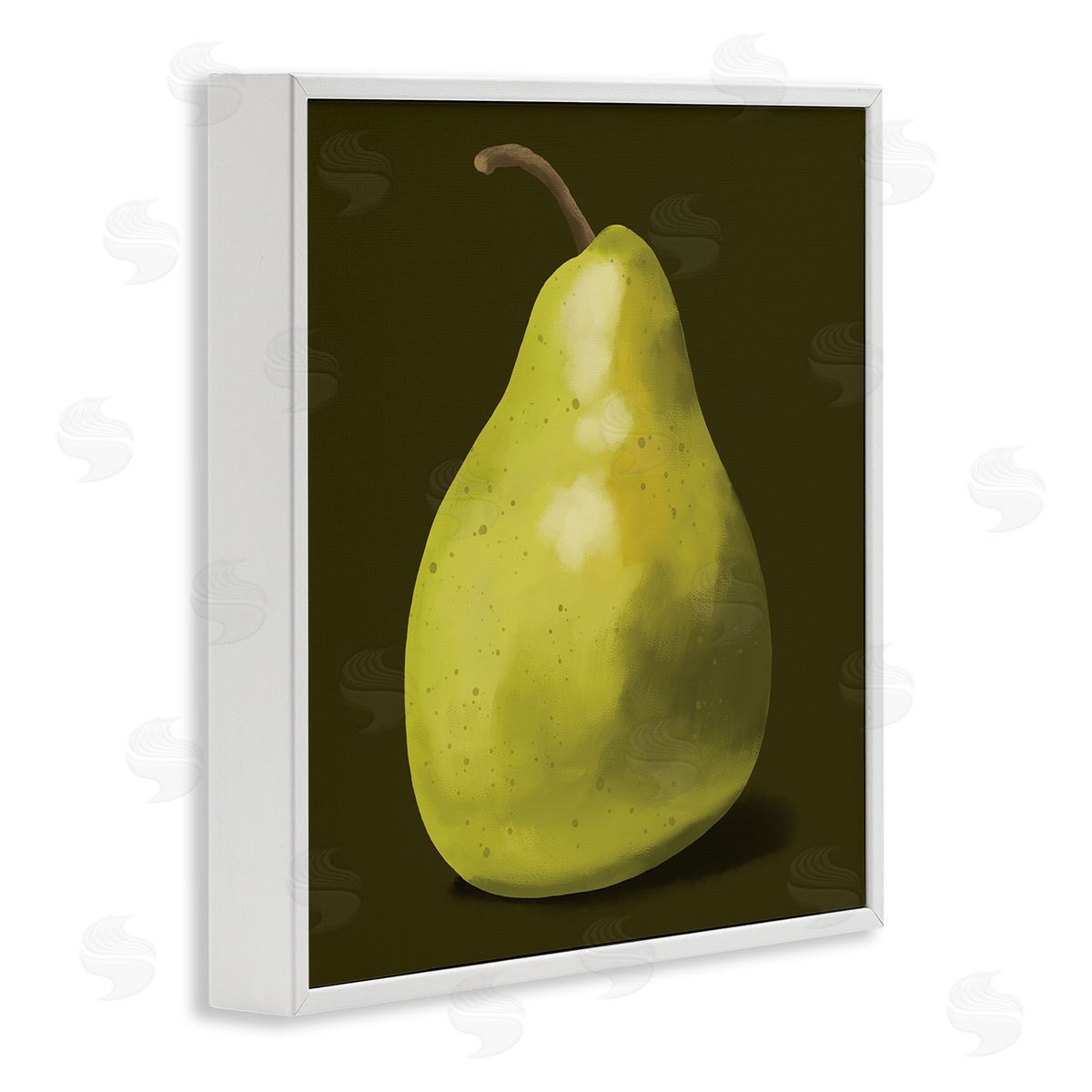 Sally Springer Griffith Detailed Green Pear Painting Fruit Still Life  White Framed Glicee Wall Art Print