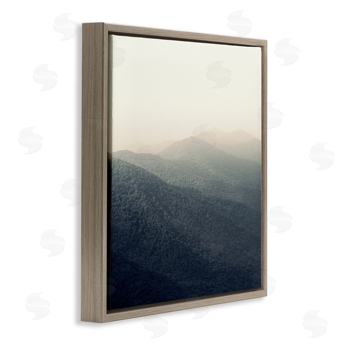 Nicholas Bell Lush Summertime Mountains Misty Grassland Photography  Brown Floating Frame Canvas Wall Art Print